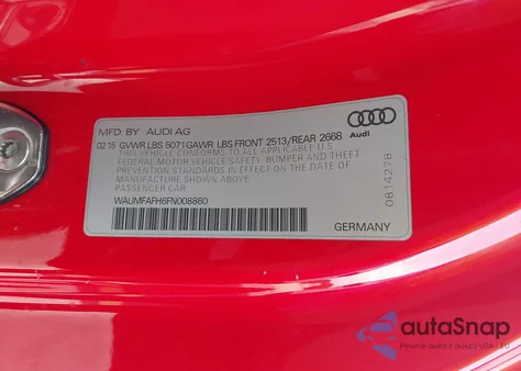 2015 Audi A5 2.0T Premium from USA, damaged, VIN WAUMFAFH6FN008860